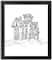 Haunted House Sketch Halloween Print in Black Frame